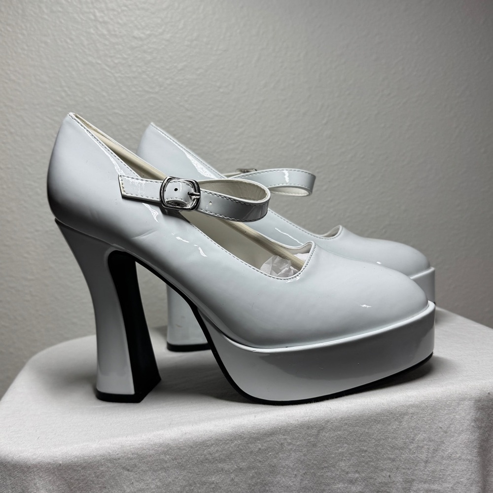 Elegant White Mary Jane Heels